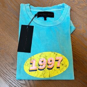 Kendall + Kylie Women Aqua Blue 1997 Graphic T Shirt Size Medium